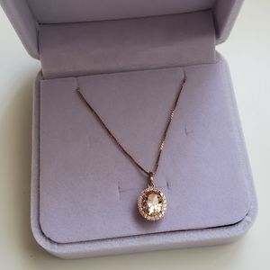 Lab morganite necklace rose gold vermeil on silver